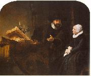 REMBRANDT Harmenszoon van Rijn The Mennonite Minister Cornelis Claesz. Anslo in Conversation with his Wife, Aaltje D Spain oil painting artist